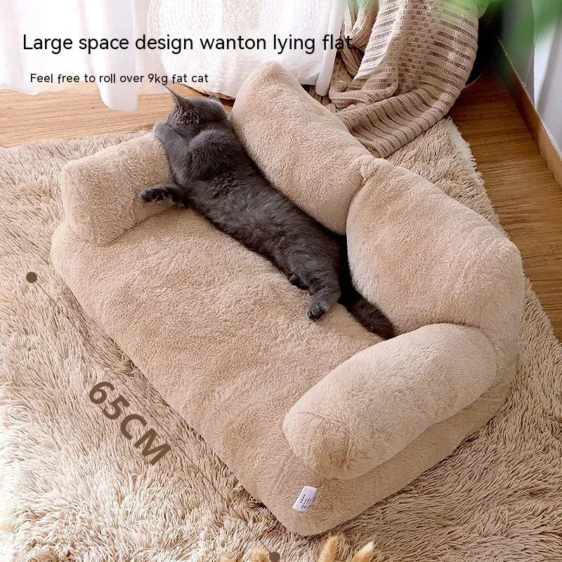 Plush Soft Cat Bed Sofa Dog Winter Warm Large Pet Cats Sofas Suitable For Small Medium Dogs Comfortable Sleep Pets Beds Supplies