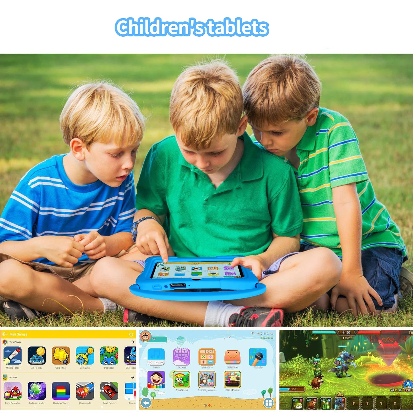 7 Inch Kids tablet for Children's best Gifts Quad Core 4GB+64GB ROM Android Tablets Cartoon Portable Kids-Proof protective case