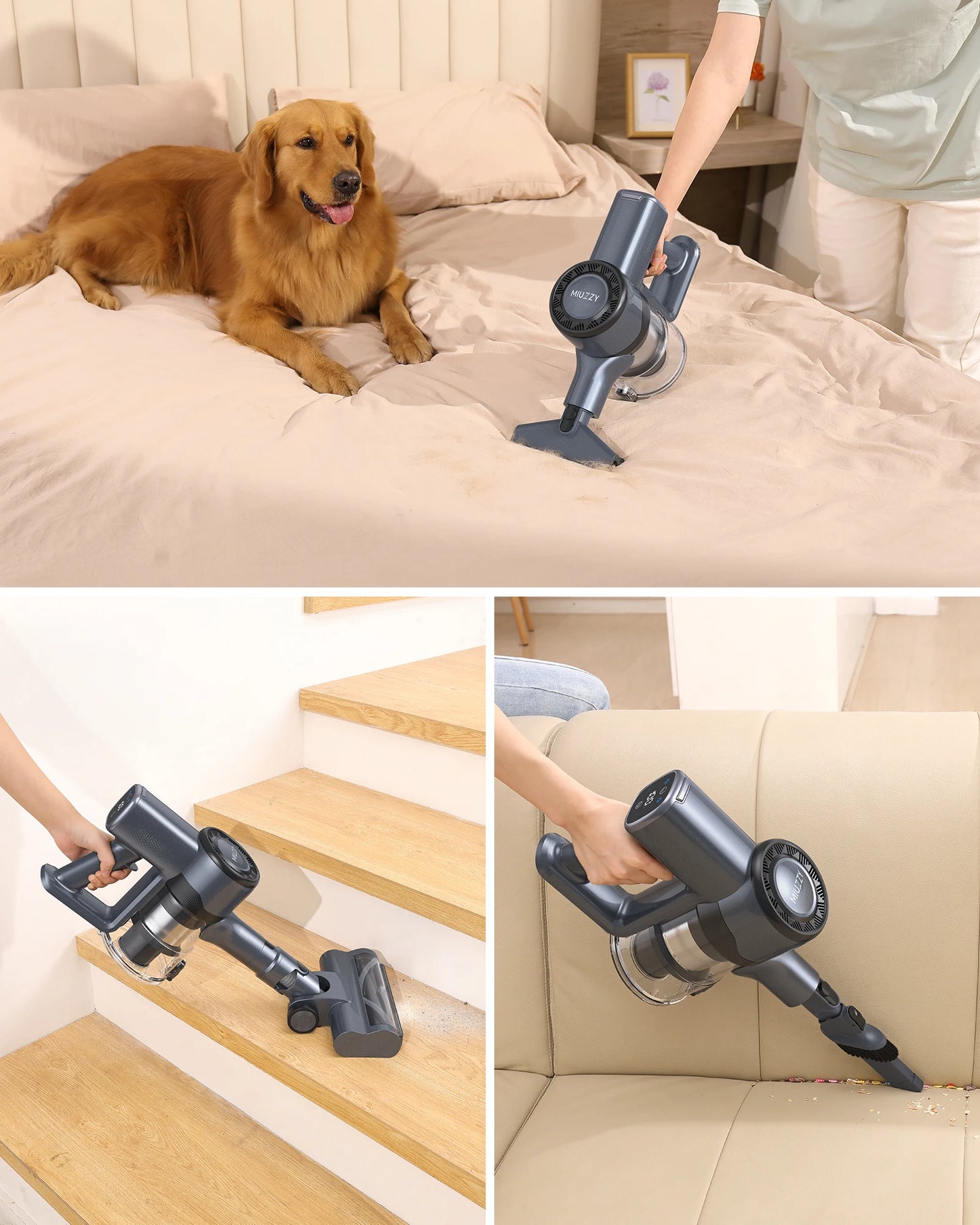 Lubluelu 30000Pa Cordless Vacuum Cleaner Powerful Suction Wireless Vacuum Cleaner Anti-Tangle Vacuum for Hard Floor Pet Hair