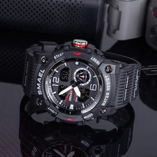 SMAEL 8007 Military Sport Watch – LED Digital Dual Time, Waterproof Men's Wristwatch