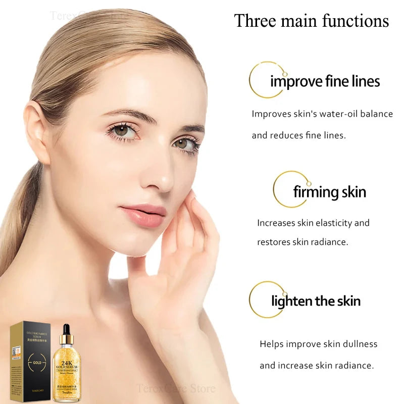 24k Gold Serum Nicotinamide Original Solution Hydrating and Moisturizing Skin Anti-aging Remove Wrinkles Natural Serum 30ml