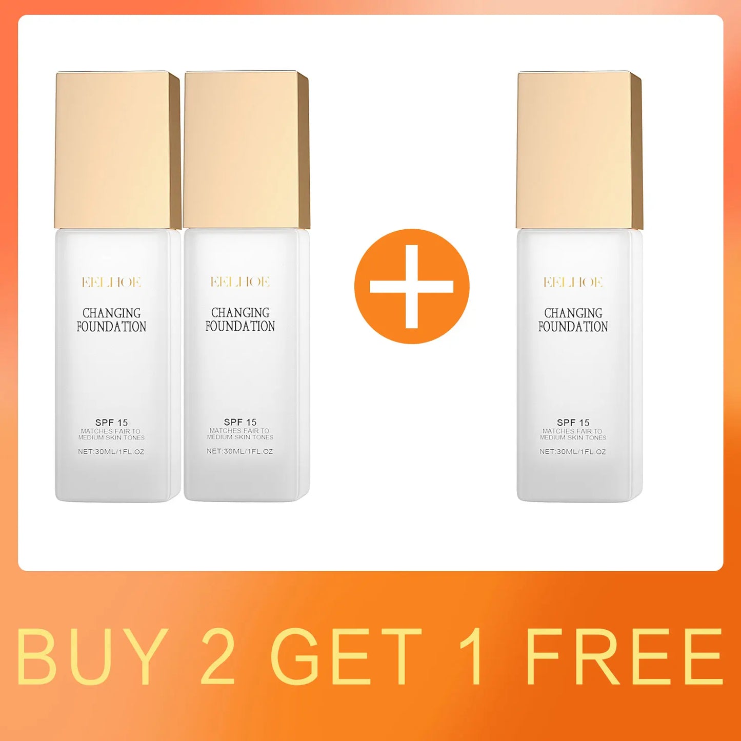 EELHOE Spf 15 Colour Changing Mature Skin Foundation Oil Control Nourishing High Coverage Makeup Cosmetics Covering Foundation