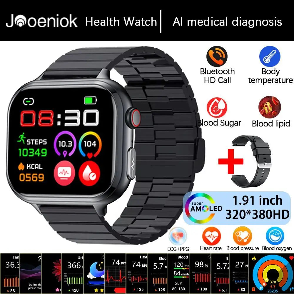 2025 Medical Grade ECG+PPG Smart Watch – Blood Sugar & Health Monitor