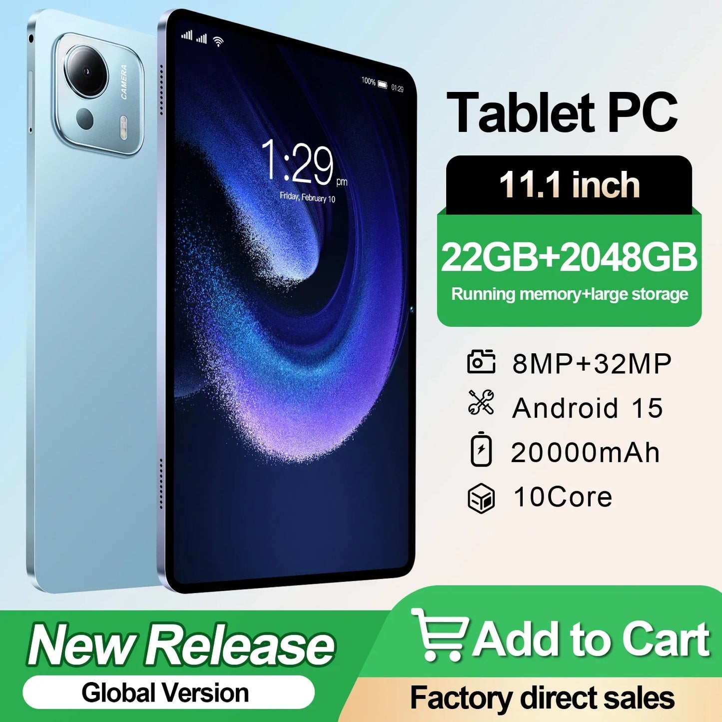Global Edition Original Pad 7 Ultra Tablet Snapdragon 8th Generation 3 Android15 22GB+2TB 5G Dual Card 10 Core 20000mAh WiFi Tab