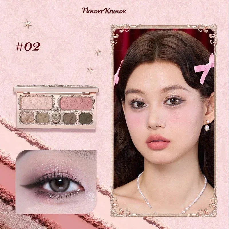 Flower Knows Moonlight Mermaid Eyeshadow Delicate Matte Glow Shimmer Chameleon Waterproof 5 Color Glitter Eye Shadow Palette