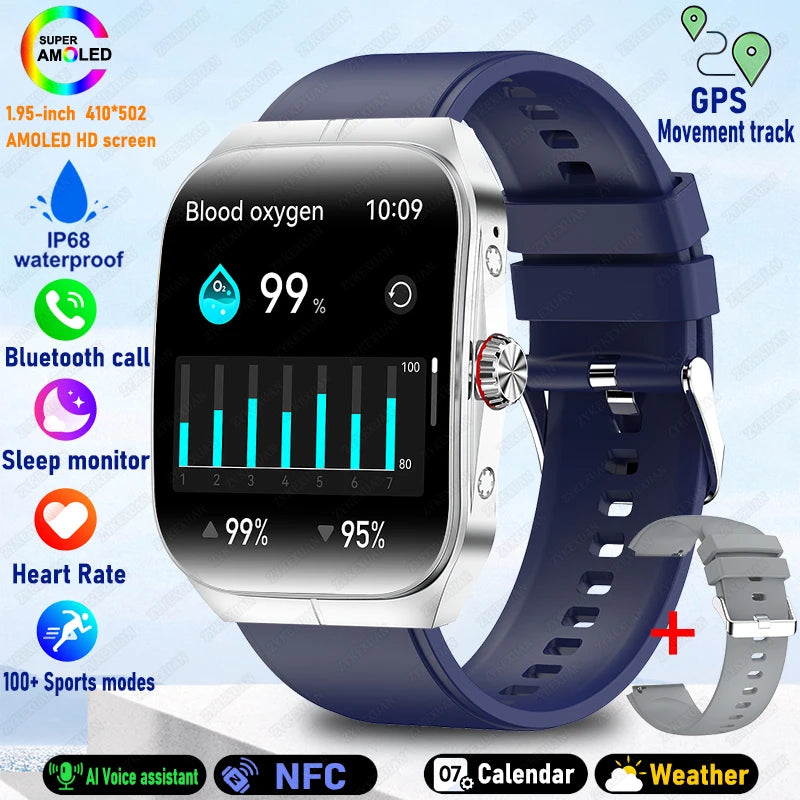 2025 New For OPPO Men Smart Watch Bluetooth Call Sports Watch Heart Rate NFC Waterproof Sports Women Smart Watch For Android iOS