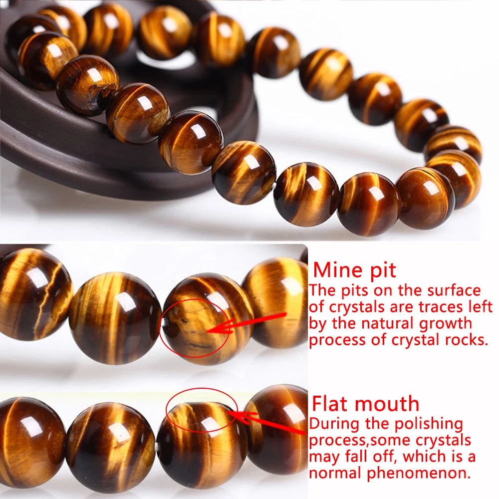 Natural Tiger Eye Stone Bracelet Men and Women Natural Stone Jewelry Healing Buddha Elastic Rope Couple Crystal Bead Bracelet