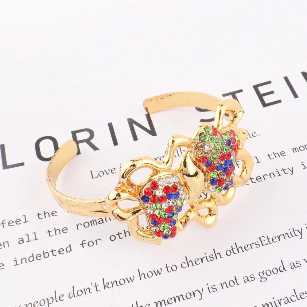 Dubai Gold Plated Jewelry Set Necklace Earrings Ring Bracelet Non-fading Jewelry Set Gift Luxury Wedding Jewelry Gift