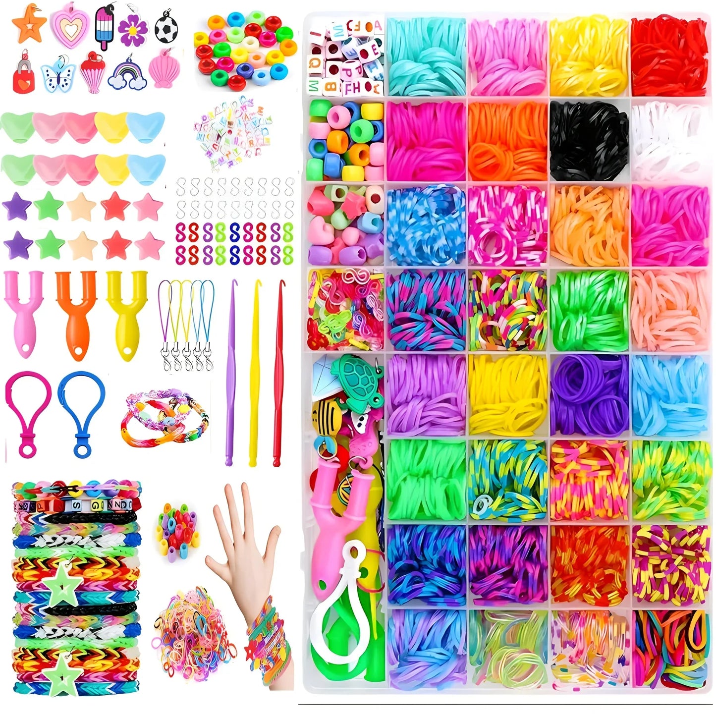 DIY Bracelet Making Kit - 40-Grid Colorful Rubber Bands & Perfect for Jewelry Crafting - Ideal Halloween & Christmas Gift