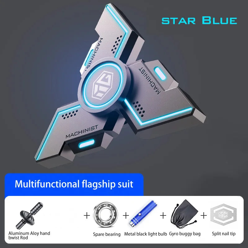 New Technology Smart Black Technology Fidget Spinner Metal Alloy Gyro Luminous Hand Stress Relief Toy Boy Adults Birtday Gifts