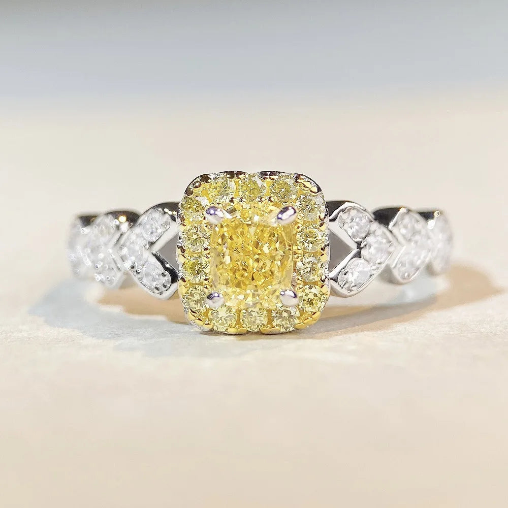 Luxury Solid Platinum PT950 Women's pink diamond ring fashion all-match moissanite diamond ring