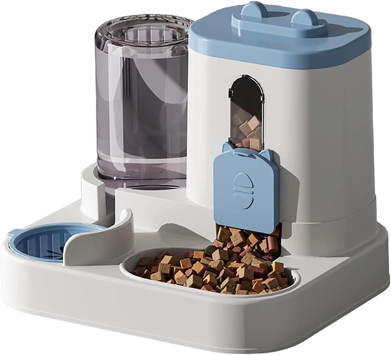 1.6L+0.8L Automatic Pet Feeder and Water Dispenser Combination Large Capacity Wet and Dry Separation Design Cat Dog Food Bowl