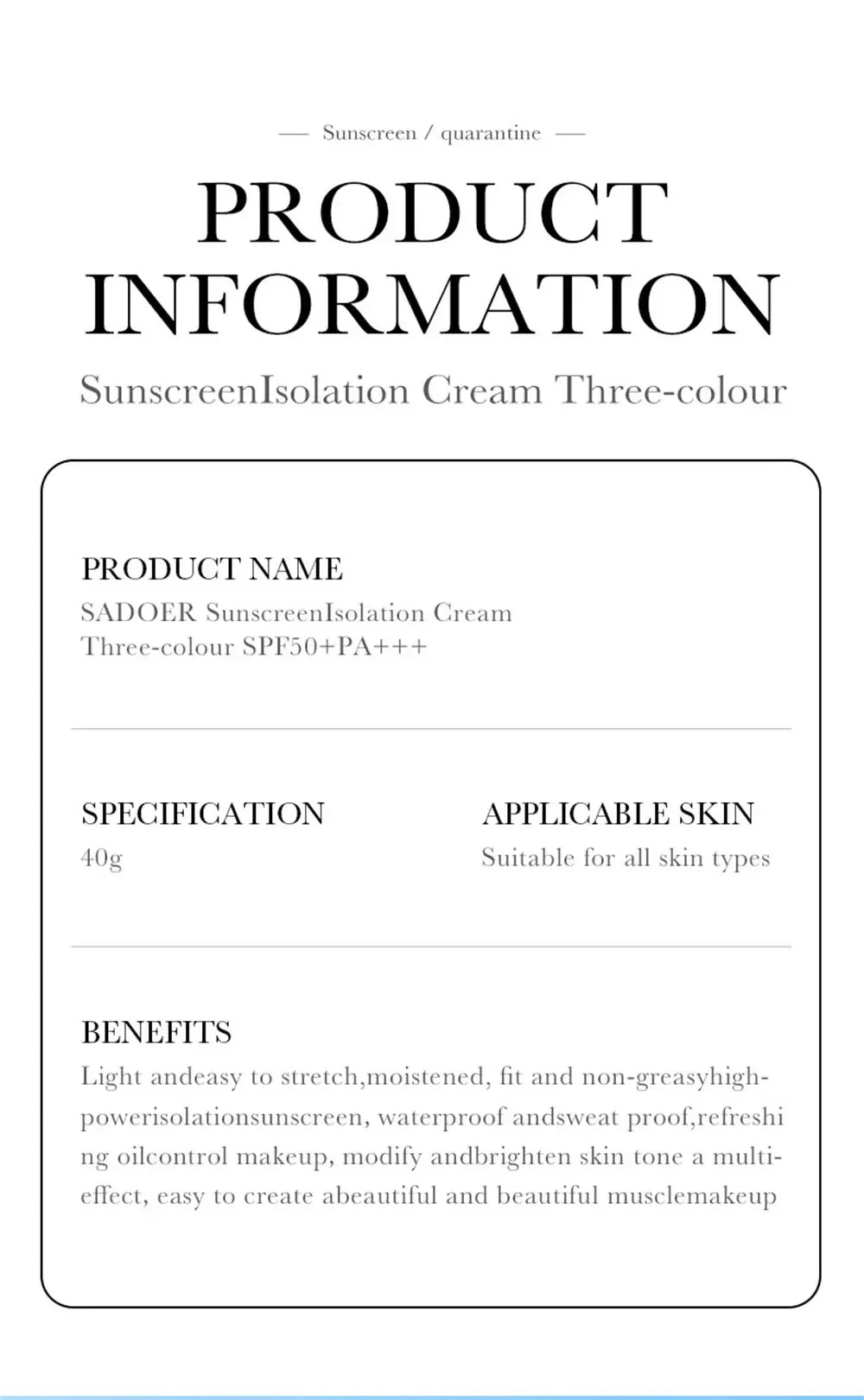 SPF50+ Makeup Primer Moisturizing Isolation Cream Invisible Pores Facial Base Brighten Correcting Skin Tone Refreshing Cosmetics