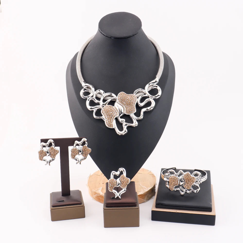 Dubai Gold Plated Jewelry Set Necklace Earrings Ring Bracelet Non-fading Jewelry Set Gift Luxury Wedding Jewelry Gift