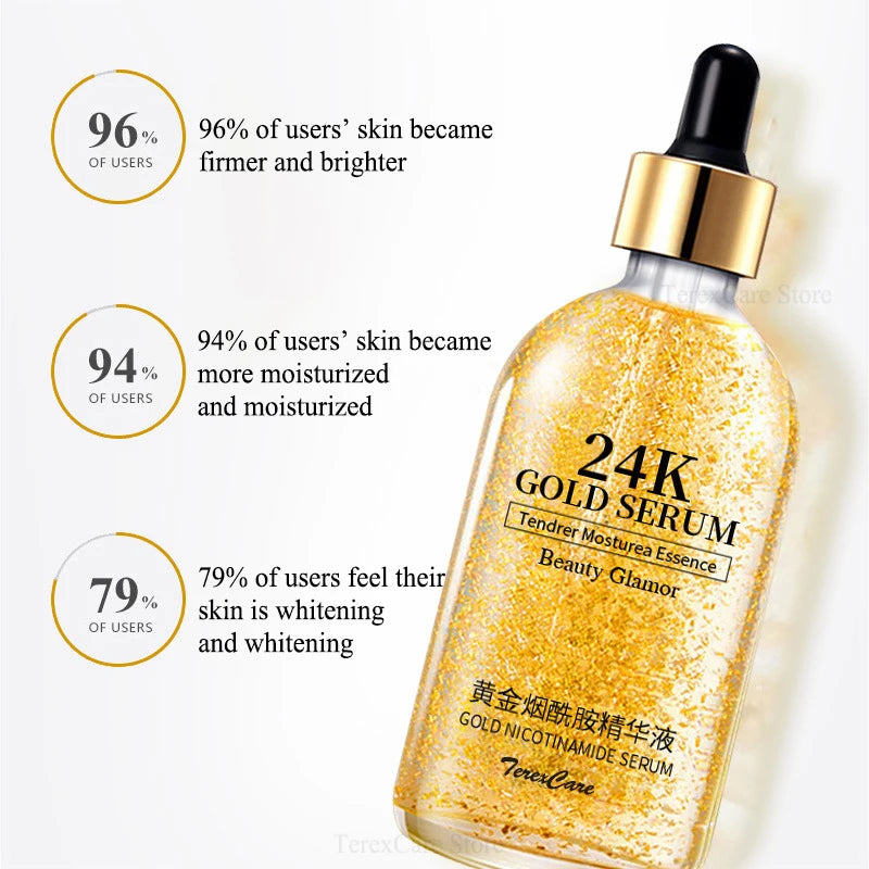 24k Gold Serum Nicotinamide Original Solution Hydrating and Moisturizing Skin Anti-aging Remove Wrinkles Natural Serum 30ml