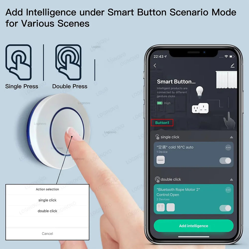 Tuya ZigBee Scene Button Push Switch Smart Life Home Automation Scenario Controller Battery Powered Intelligent Linkage Devices