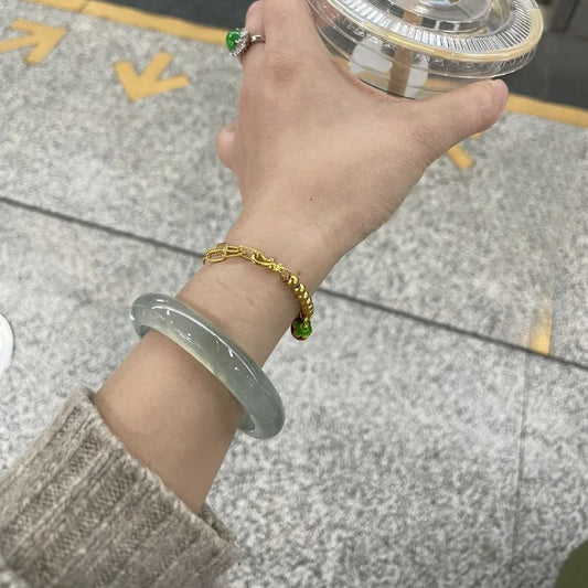 Drifting Green Agate Bracelet, Net Red Drifting Flower Jade Circle Women's Style