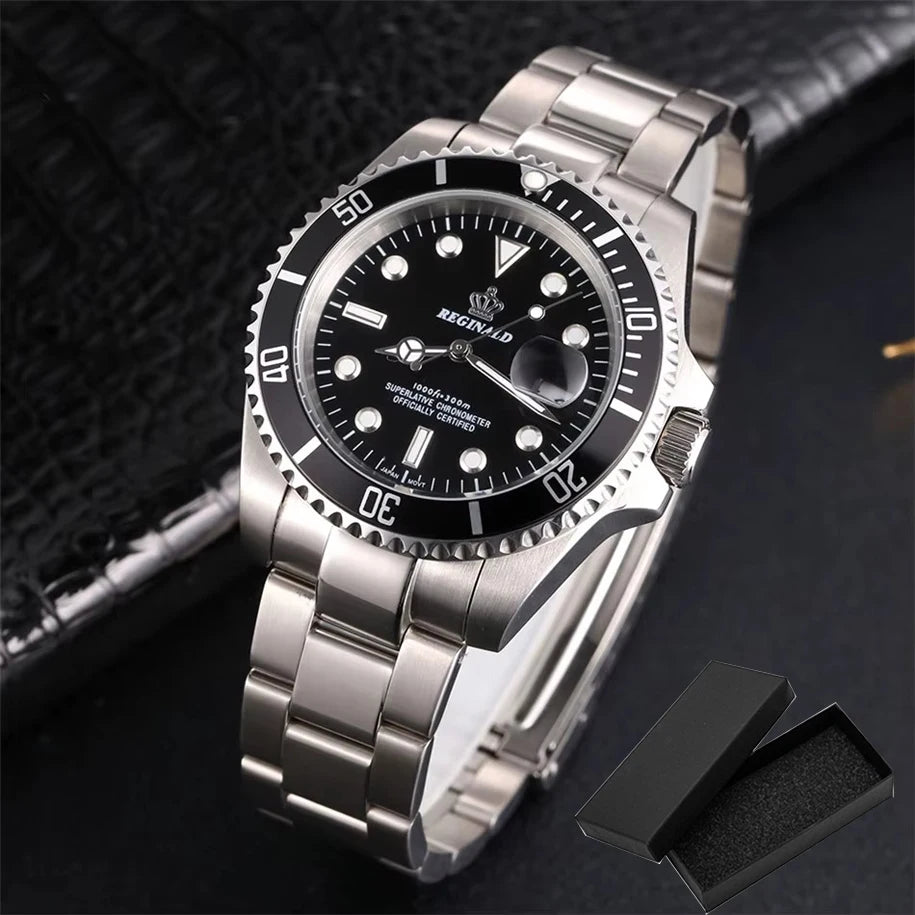 Fashion Man Watch 2022 Top Brand Reginald Men Sports Watches Rotatable Bezel Gmt Sapphire Glass Date Full Stainless Steel Gifts