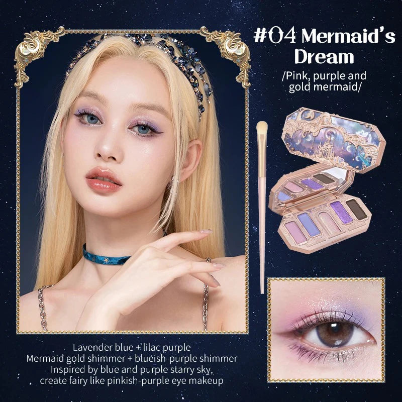Flower Knows Moonlight Mermaid Eyeshadow Delicate Matte Glow Shimmer Chameleon Waterproof 5 Color Glitter Eye Shadow Palette