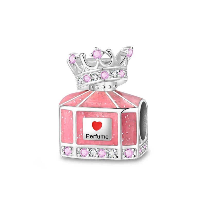 100% S925 Silver Butterfly Daisy Rose Crown Perfume Charms Beads Fit Pandk Original Bracelets DIY Fine Women Jewelry Making Gift