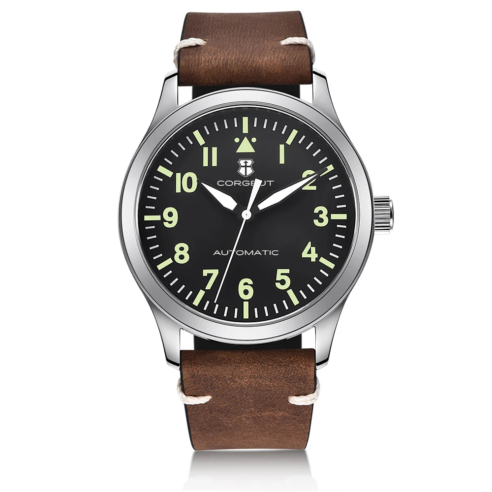42mm Corgeut Sapphire NH35 Watch Military Men Reloj Automatic Luxury Sport Design Clock Lume Leather Mechanical Wrist Watches