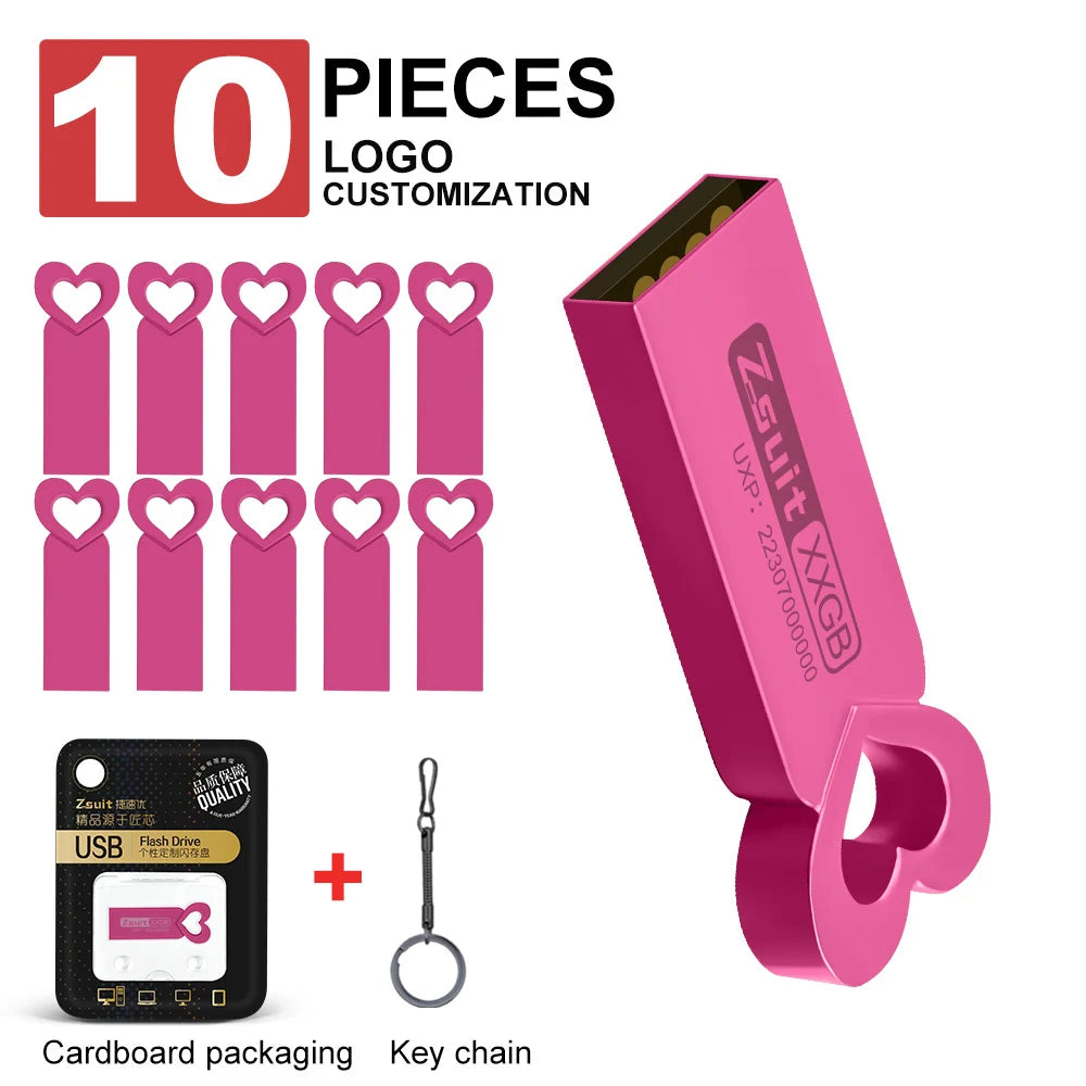Zsuit 10pcs/lot USB Flash Drives 128GB Pen drive High Speed Metal Pendrive 3.0 16GB 32GB 64GB Free LOGO Flash Memory Drive