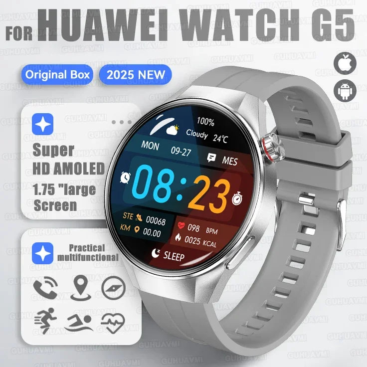 2025 New For HUAWEI Watch G5 PlUS Smart Watch Men 1.75" HD AMOLED Screen GPS track Heart Rate Bluetooth Call Compass SmartWatch