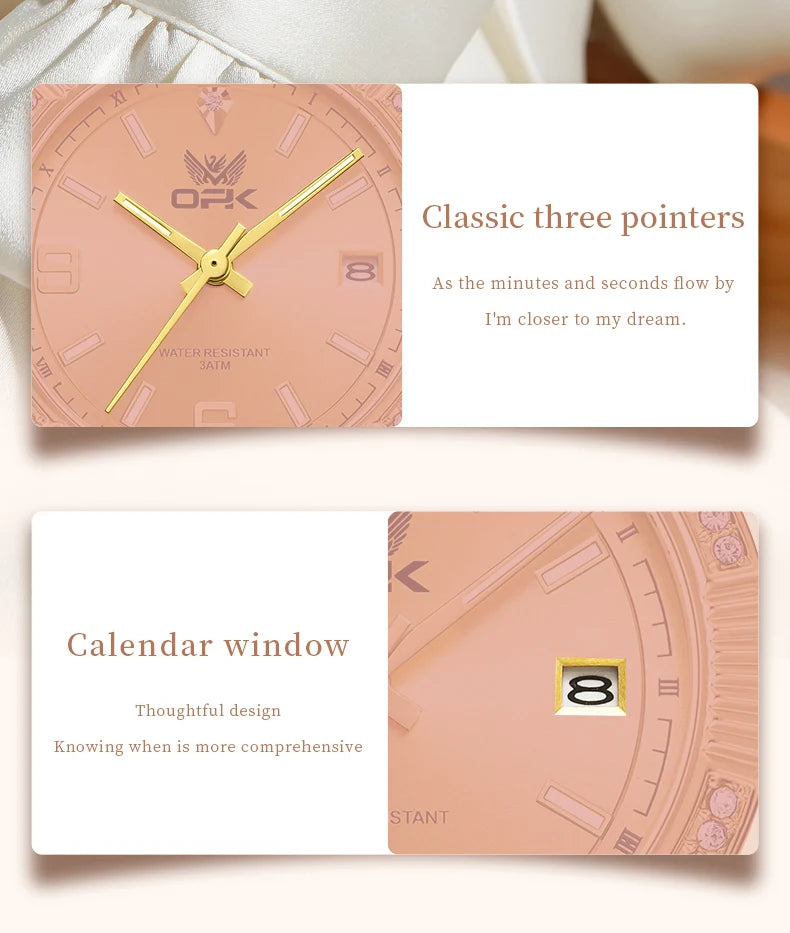 OPK 8184 Luxury All Gold Women Watch Waterproof Luminous Automatic Date Quartz Watch Brand Original Leisure Men Women Watches