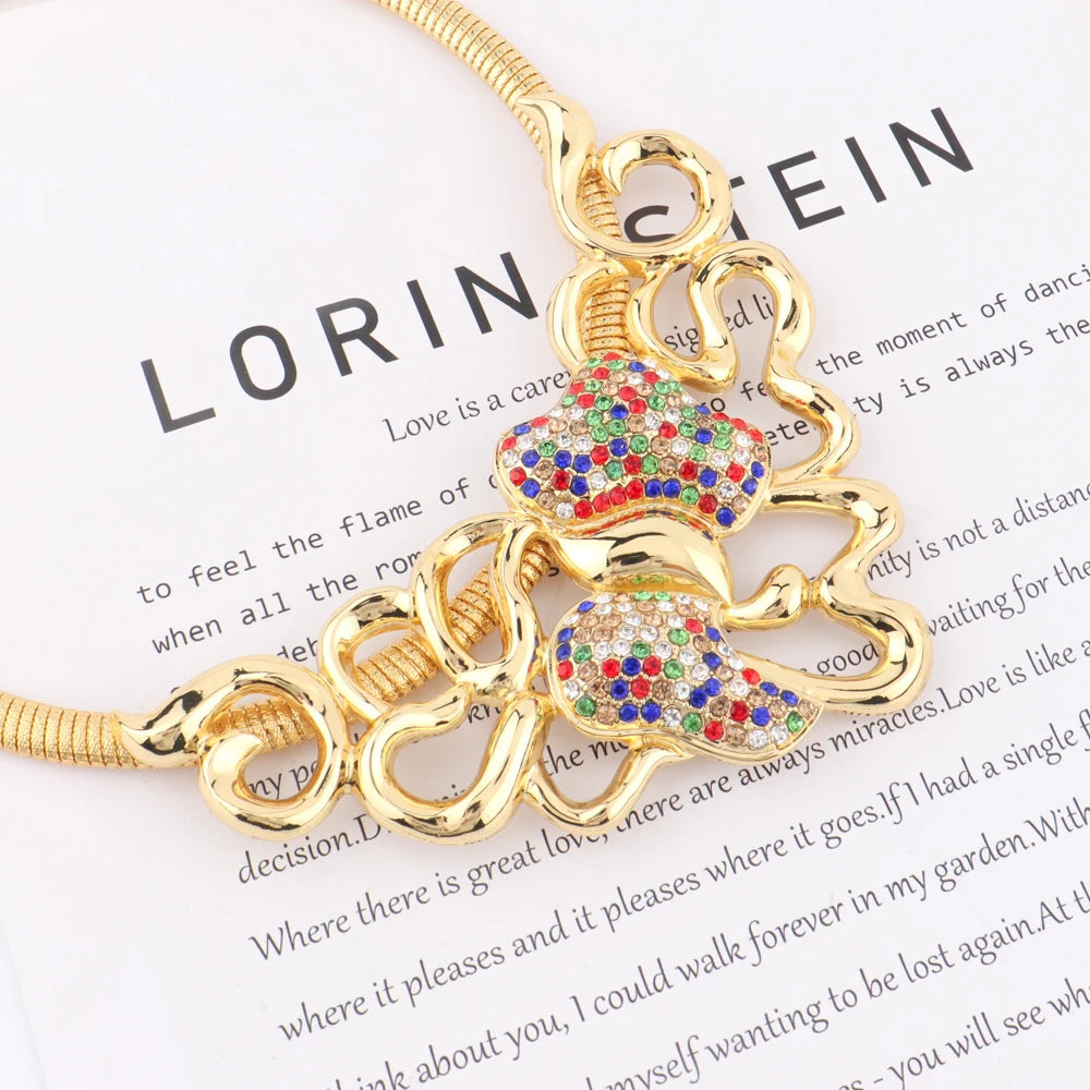 Dubai Gold Plated Jewelry Set Necklace Earrings Ring Bracelet Non-fading Jewelry Set Gift Luxury Wedding Jewelry Gift