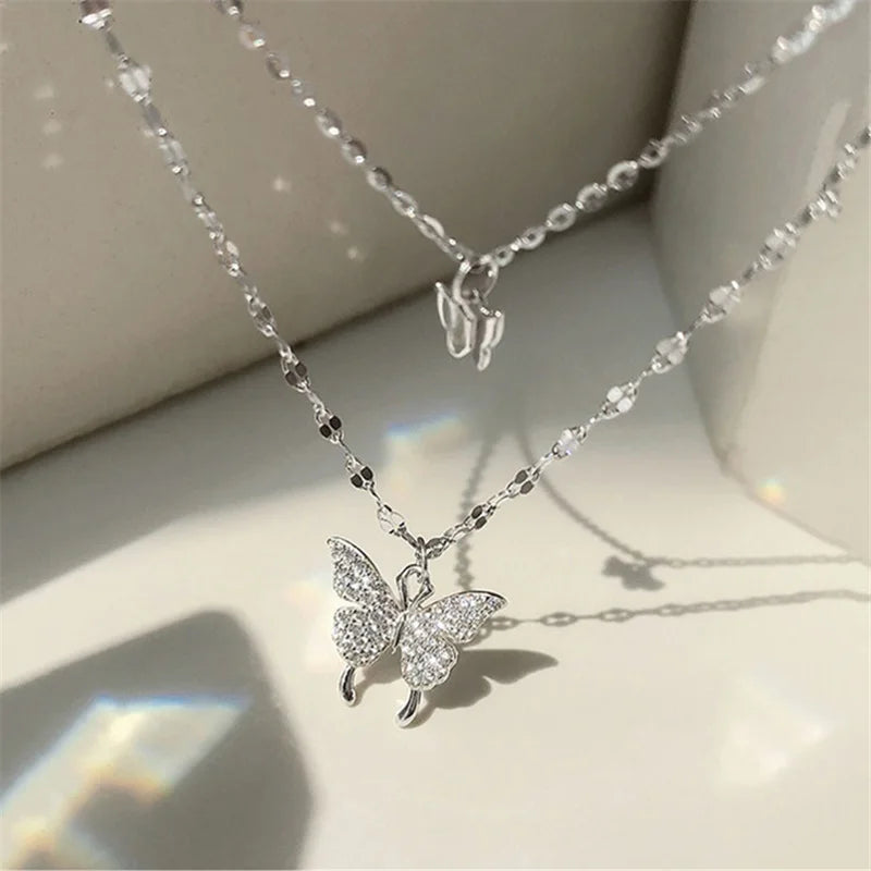 Simple Crystal Geometric Gold Color Pendant Necklace Set for Women Charms Fashion Square Rhinestone Female Vintage Jewelry 2024