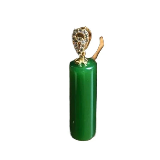 Natural Hetian Jasper Cylindrical Pendant, Spinach Green Jade Pendant for Men and Women