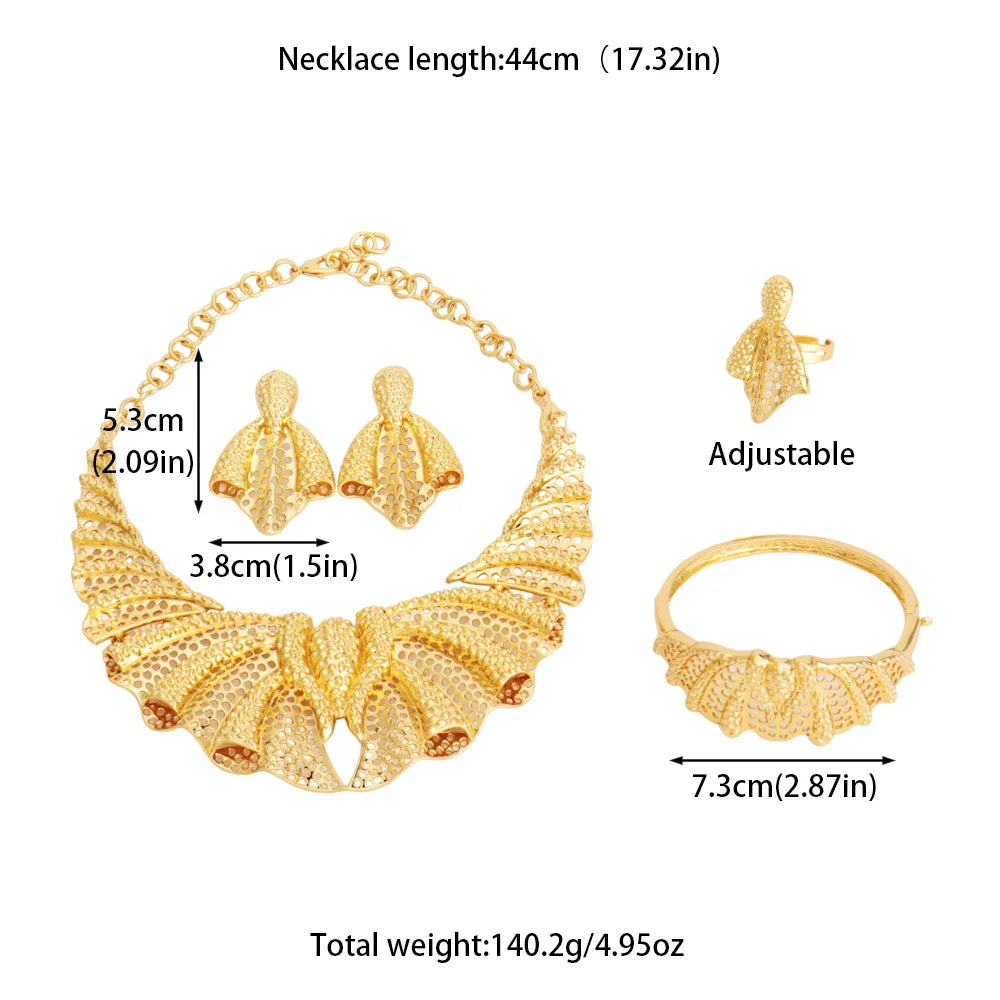 France Luxury Gold Color Jewelry Set For Women Dubai Bridal 4PCS Set Party Gifts Wedding Party Gifts