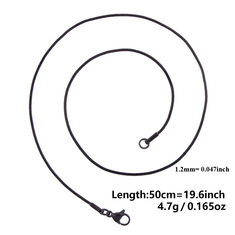 10pcs 1.2mm Round Snake Chains Necklace Jewelry 45/50/60/70cm Length 5 Colors Unisex Stainless Steel Necklace Women Men Jewelry