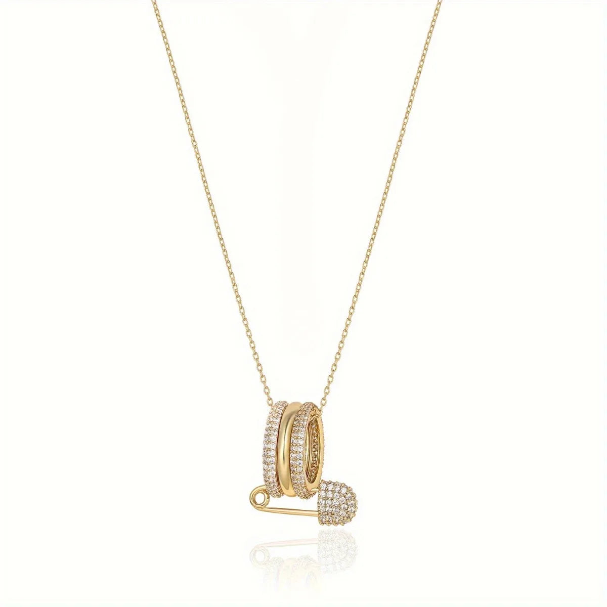 1pcs New Style Safety Pin Ring Unisex Necklace Perfect for Party Gifts Copper inlaid with zircon