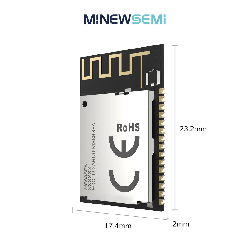 MS88SFA nRF52833 Module 29 GPIO 600 M Long Rang -96dBm to 4.9 mA Low Power Built-in PA/LNA PCB Antenna