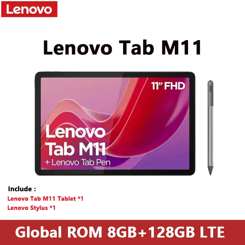 Global ROM Lenovo Tab M11 k10 11” 90Hz Display Android 13 L1 MediaTek Helio G88 8GB/128GB 7040mAh Battery 4G LTE Tablet 2025