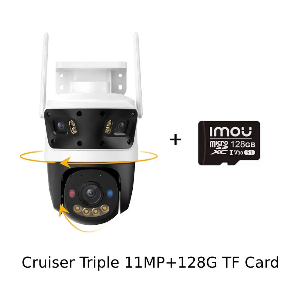 IMOU Cruiser Triple Lens Outdoor Camera 2 Red-Bule Warning Light PTZ WiFi Camera Vehicle & Human Detection Surveillance Monitor
