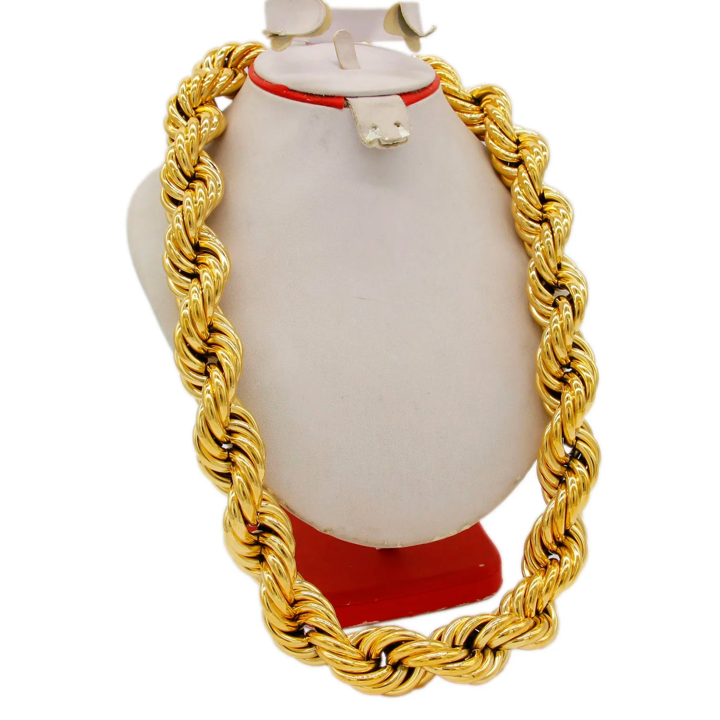 Adixyn Fashion Exaggeration Wide Twisted Singapore Chain for lovers Gold Color/Copper Thin Necklace Jewelry Wedding Party G09141