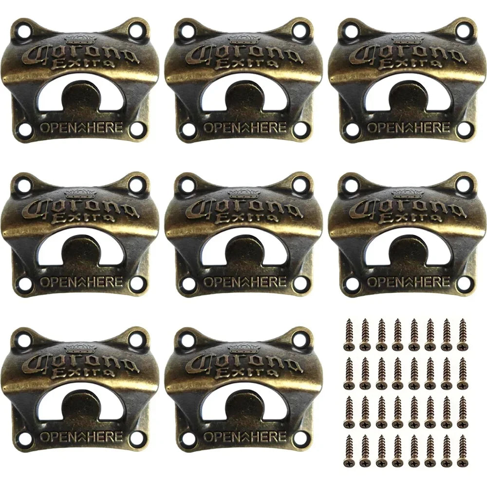 1/2/4/8pcs Bottle Opener Wall Mounted Retro BBQ DIY Solid Beer Opener Tools Bar Decorative Beer Opener Kitchen Gadgets