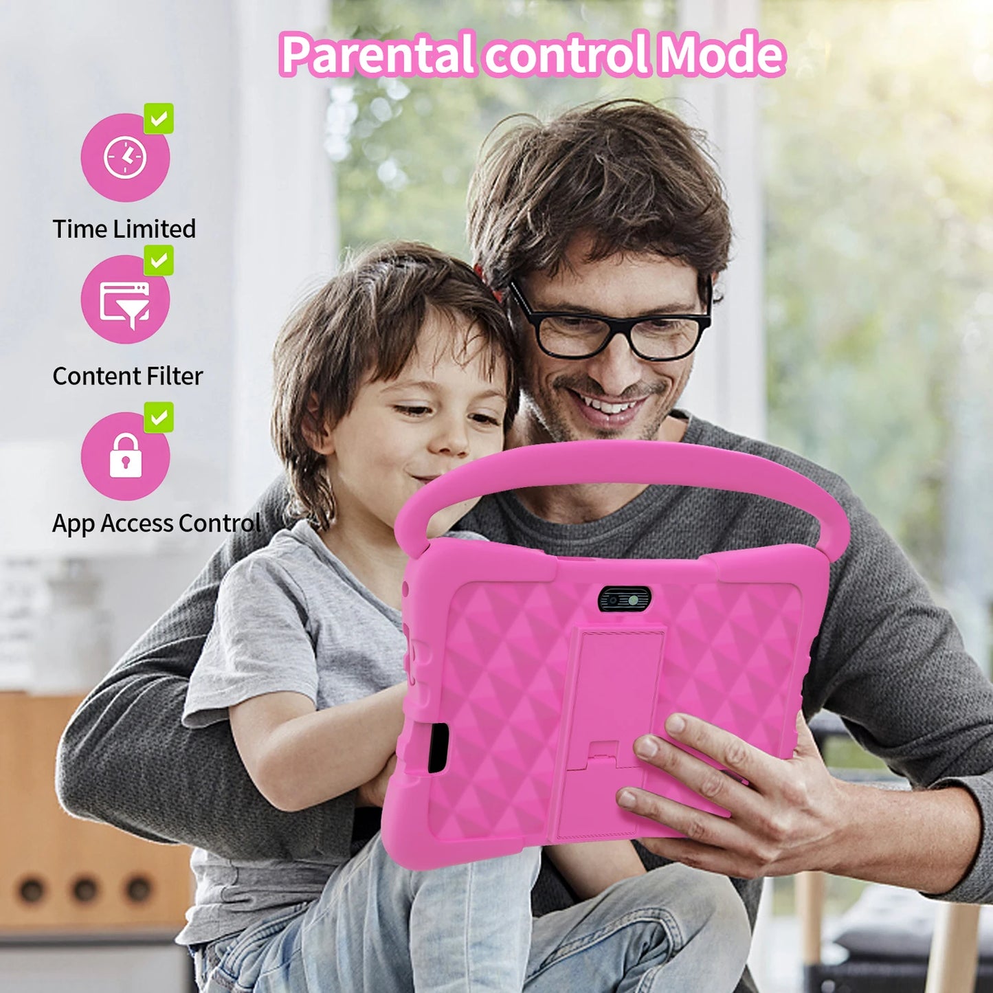 New 7 Inch Kids tablets Android System Quad Core 4GB+64GB ROM Android 13 Tablet PC Cartoon Pattern Kids-Proof protective Case