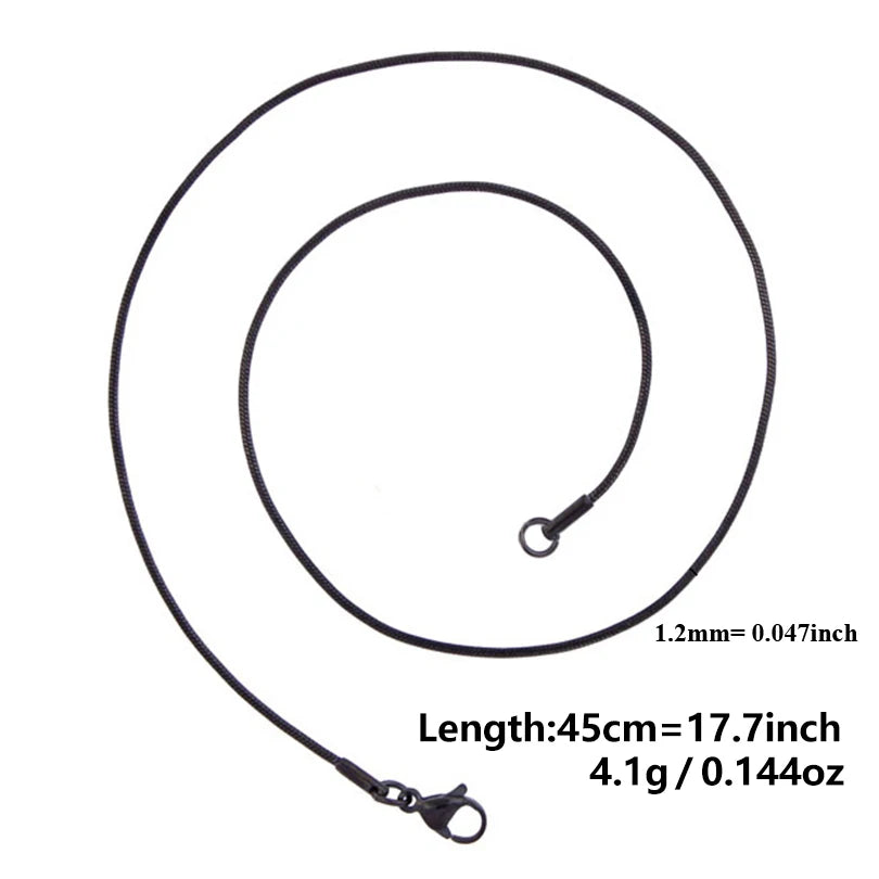 10pcs 1.2mm Round Snake Chains Necklace Jewelry 45/50/60/70cm Length 5 Colors Unisex Stainless Steel Necklace Women Men Jewelry