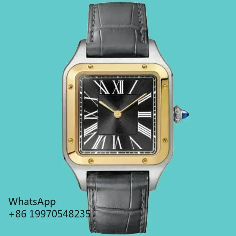 Men's High-Quality Automatic Mechanical Watch Stainless Steel Brown Leather Band Luminous Hands Big Pilots Style in Blue/Green