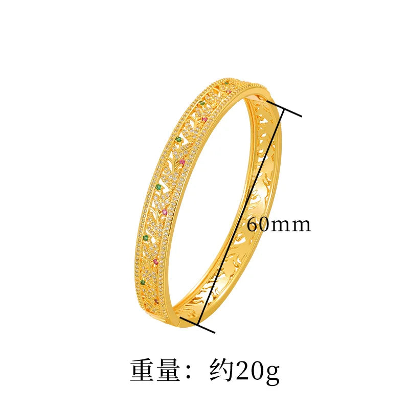 Luxury 24K 9999 Pure Gold real gold Women's Hollow-out Carved Bracelet Flower Rattan Raib Bracelet
