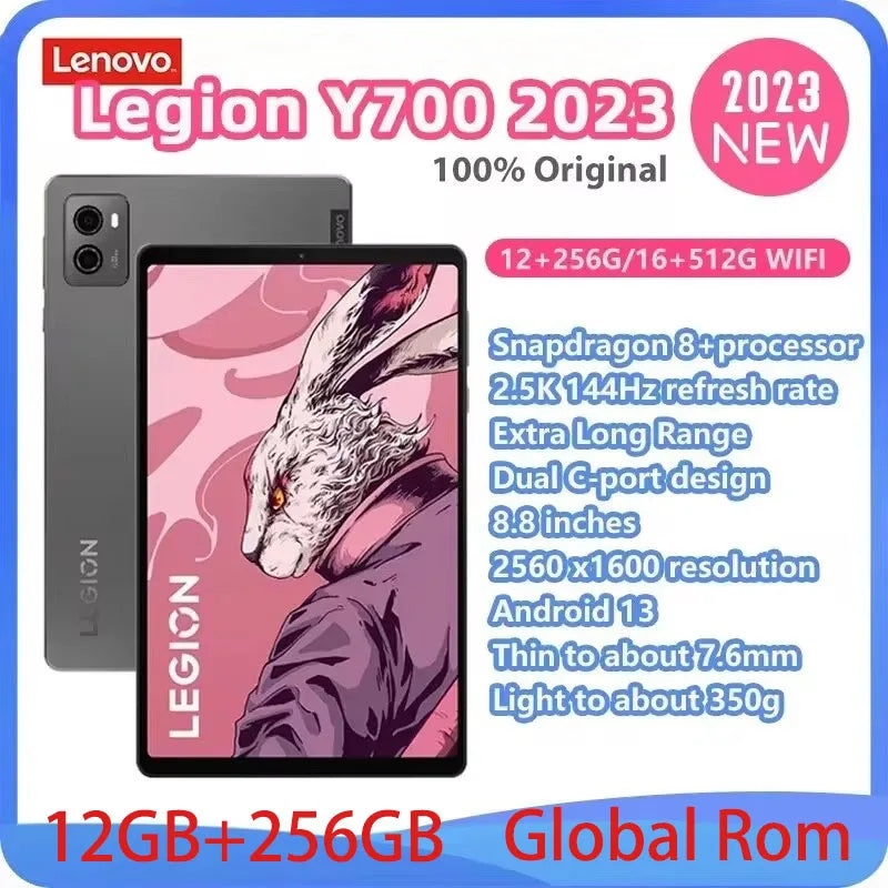 Global ROM Lenovo Pad LEGION Y700 2023 Tab 12GB 256GB Snapdragon 8+ 144Hz 8.8'' Display Dual Type C Interface Gaming Tablet