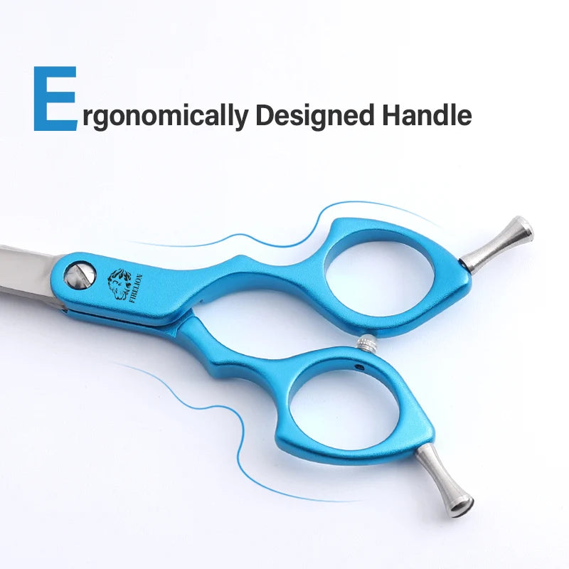 FIRELION Professional 440C 6.0/6.5 Inch Colorful Dog Grooming Scissors Pet Curved Scissors for Cutting Dogs Hair