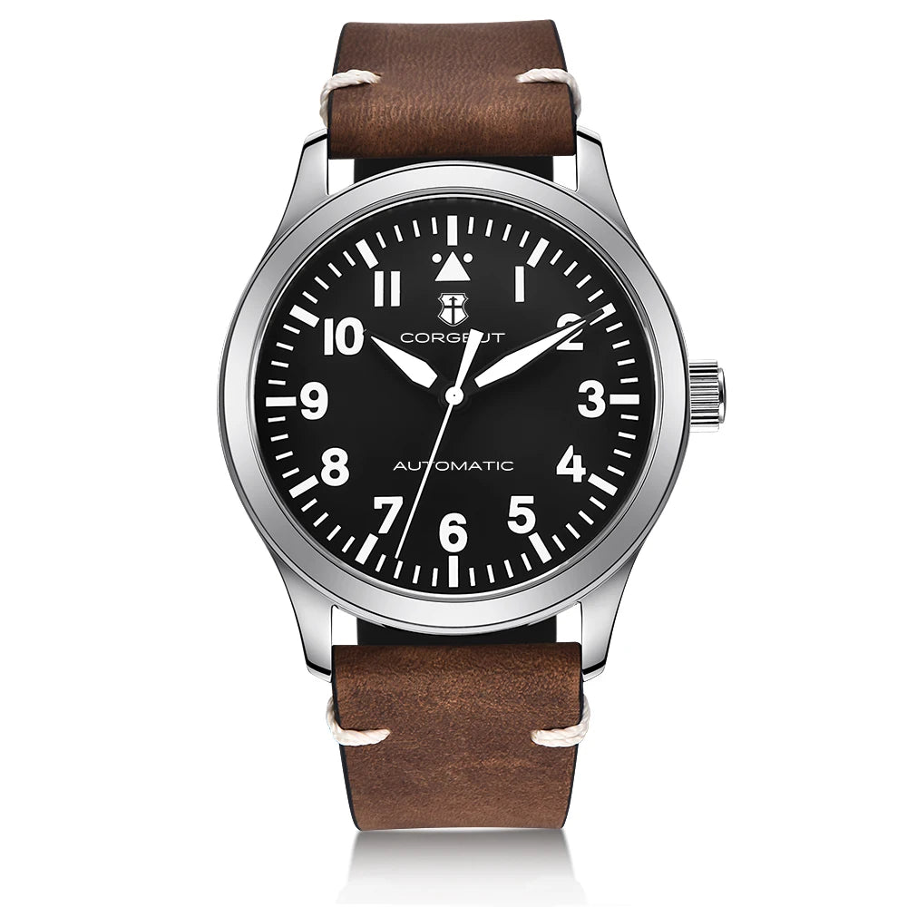 42mm Corgeut Sapphire NH35 Watch Military Men Reloj Automatic Luxury Sport Design Clock Lume Leather Mechanical Wrist Watches