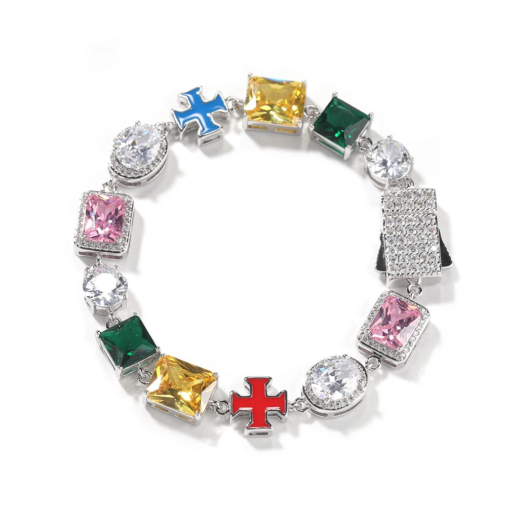UWIN Iced Out Multi Gemstone Necklaces for Women Men Mixed Shape Colorful Gems Collection Necklace Fashion Hip Hop Jewelry