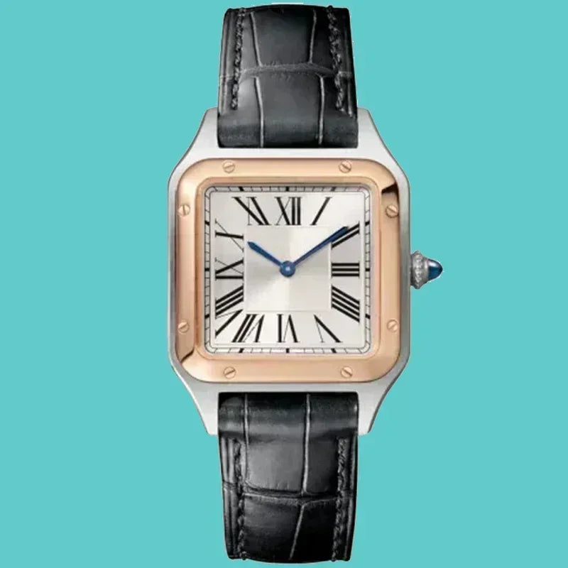Men's High-Quality Automatic Mechanical Watch Stainless Steel Brown Leather Band Luminous Hands Big Pilots Style in Blue/Green