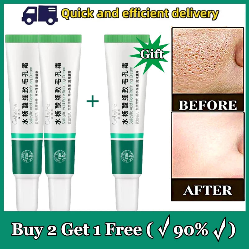 Salicylic Acid Pore Shrinking Cream Eliminate Large Pores Serum Remove Blackhead Acne Repairing Tightening Skin Care Cosmetics