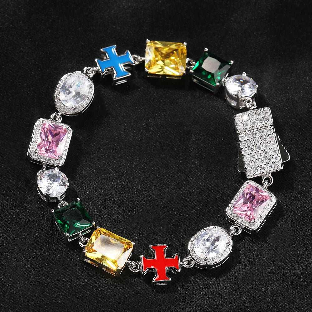 UWIN Iced Out Multi Gemstone Necklaces for Women Men Mixed Shape Colorful Gems Collection Necklace Fashion Hip Hop Jewelry